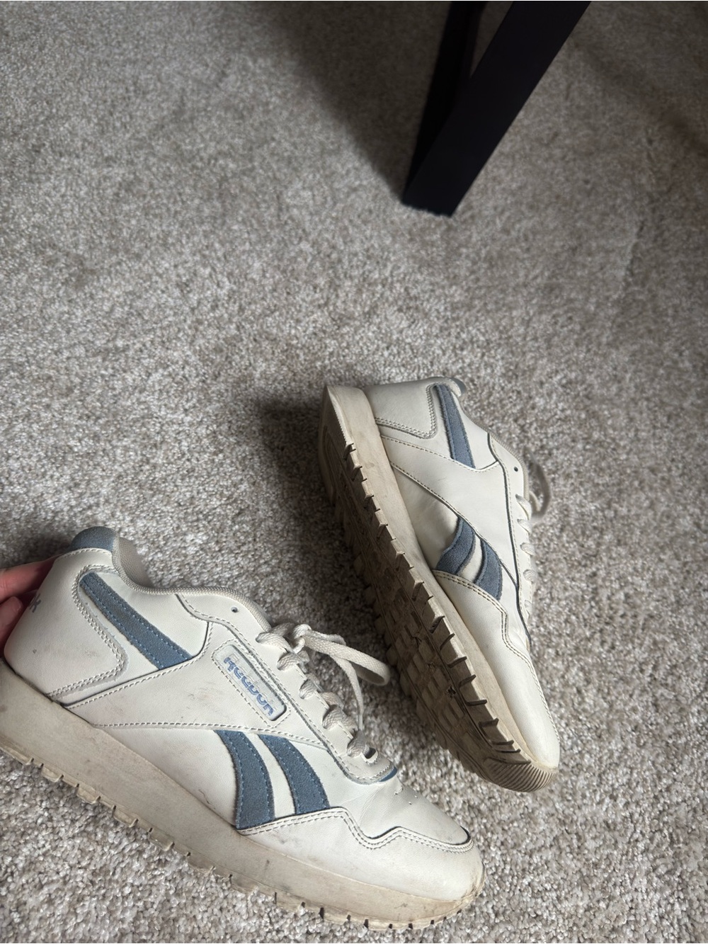 Retro Reebok Cream & Light Blue Low-Top Sneakers